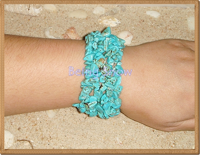 สร้อยข้อมือยางยืด - หินเทอร์ควอยส์