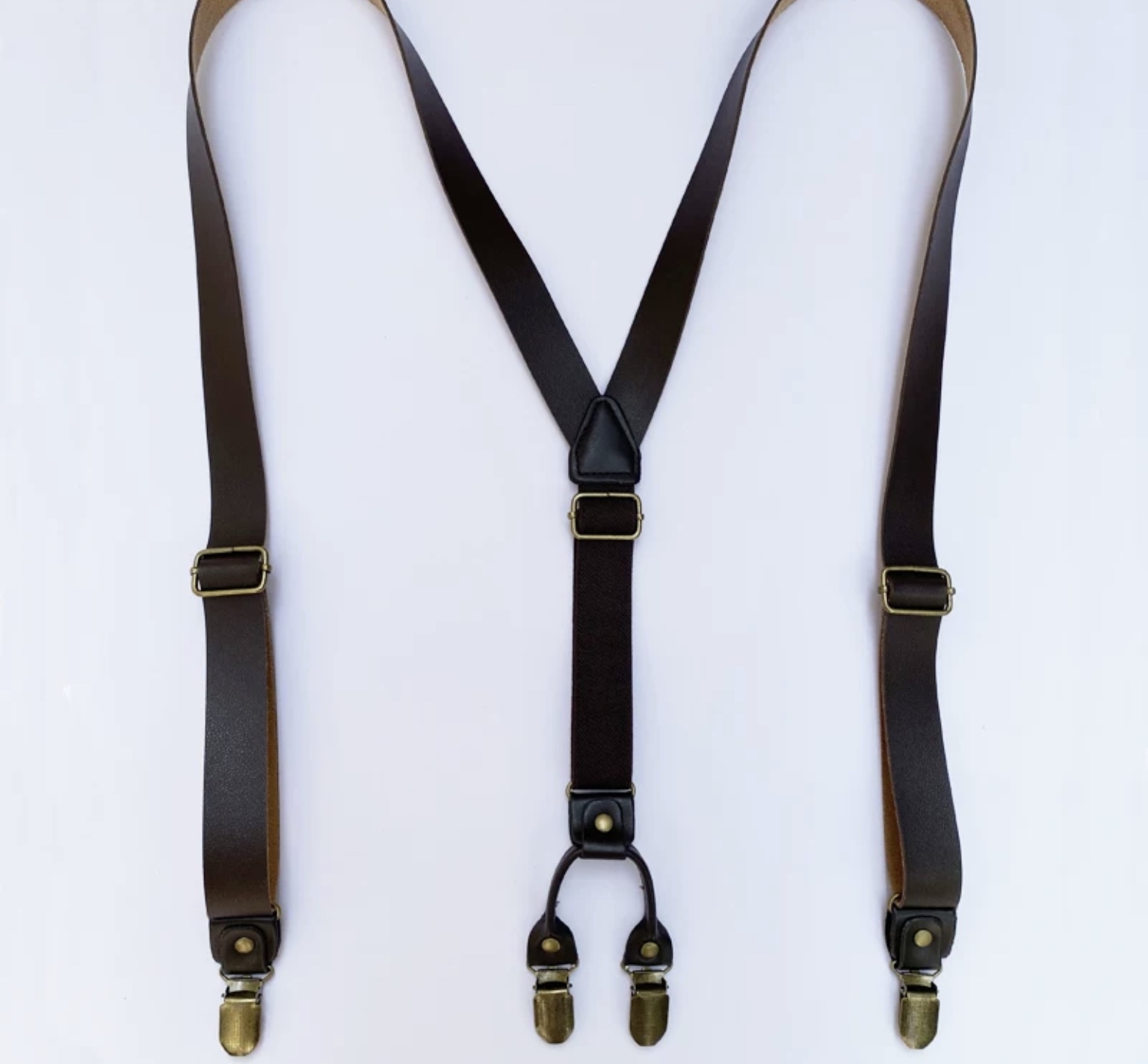 สายเอี๊ยมหนัง สายรัดกางเกงคลิปทอง2.5cm 4จุด