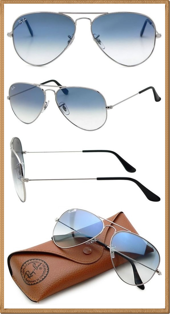 RB3025 (003/3F) กรอบสีเงิน เลนส์ไล่สีฟ้าอ่อน