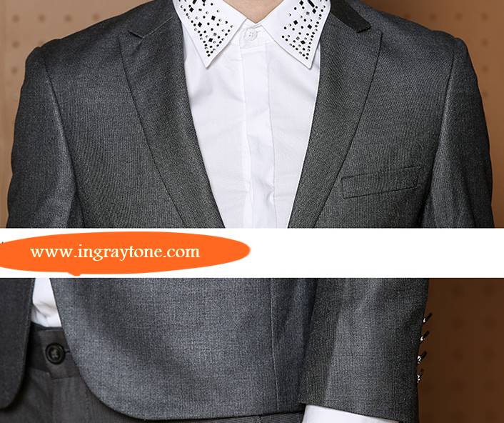 เสื้อสูทแฟชั่นชาย ปกปิด กระดุมดำหรู Size No.35 37 ดำ