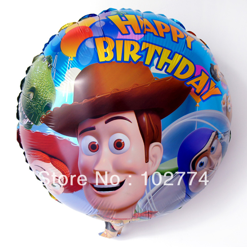ลูกโป่งฟลอย์ Happy Birthday ทอยส์สตอรรี่ ทรงกลม - Foil Balloon Happy Birthday Toy Story Round Shape / Item No. TL-D037