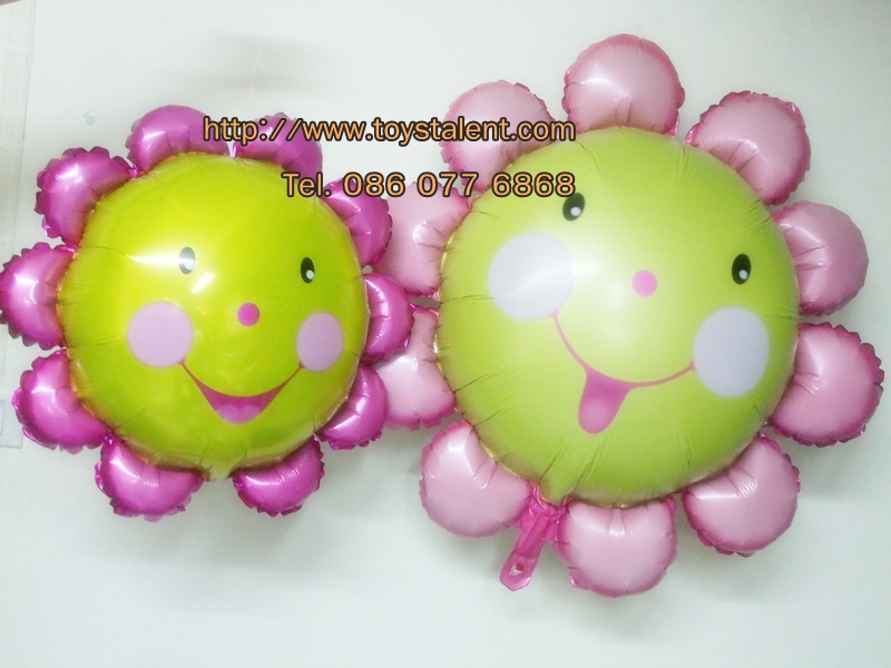 ลูกโป่งฟลอย์ Pink Flower หน้ายิ้ม ไซส์เล็ก - Pink Flower Small size Foil Balloon / Item No. TL-A074