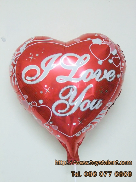 ลูกโป่งฟลอย์รูปหัวใจสีแดงพิมพ์ลาย LOVE YOU ไซส์ 18 นิ้ว - Love Series Heart Shape Foil Balloon / Item No.TL-E028