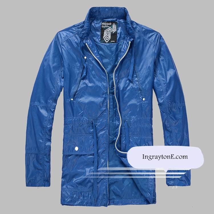 เสื้อคลุม แจ็คเก็ตฮูด กันหนาว กันลม ตัวยาว กระเป๋าพิเศษ สีฟ้า ดำ No.38 40 42 44 46