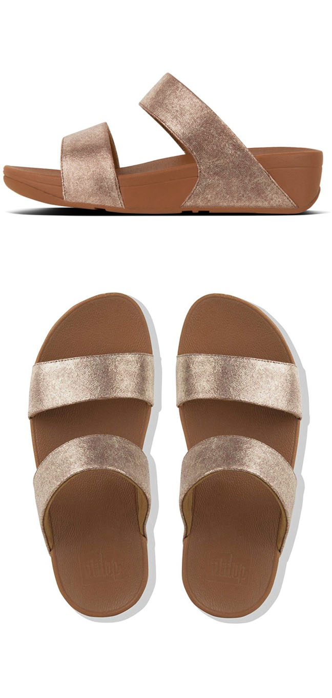 Fitflop Shimmy Tan Foil Print Slide ของแท้ นำเข้าจาก USA และ UK