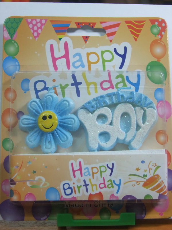เทียนวันเกิด Birthday Boy สีฟ้ามีดอกไม้ / Item No.TL-N004