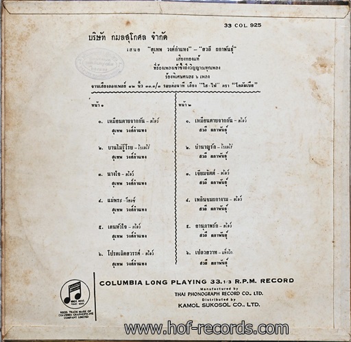 LP สุเทพ + สวลี - เหมือนตายจากกัน ปกVG++ แผ่น VG++