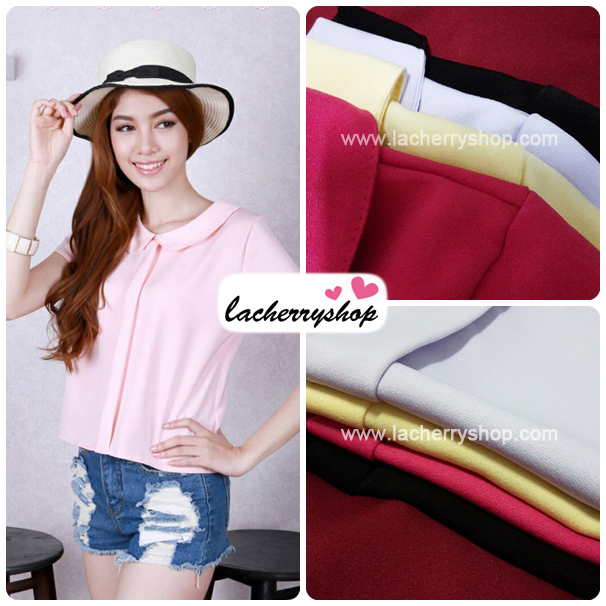 เสื้อแฟชั่น เสื้อทำงาน ผ้าฮานาโกะ สีเหลือง คอปกน่ารักๆ สินค้าคุณภาพ ราคาไม่แพง