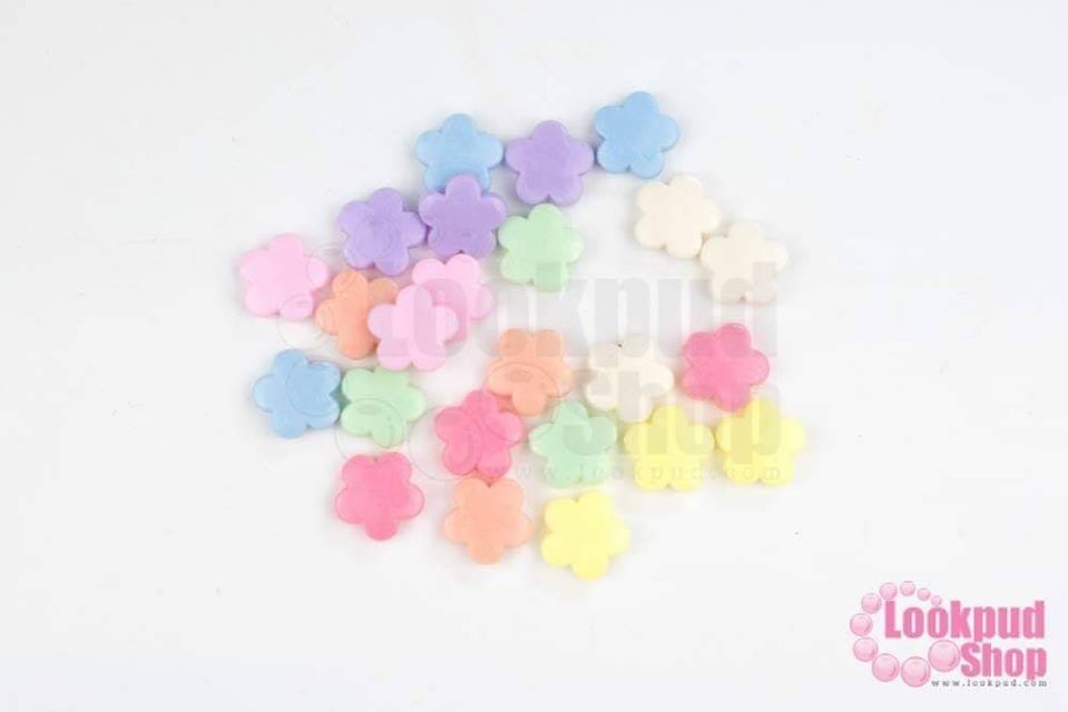 ลูกปัดพลาสติก คละสีพาสเทล ดอกไม้ 14มิล (1ถุง/450กรัม)