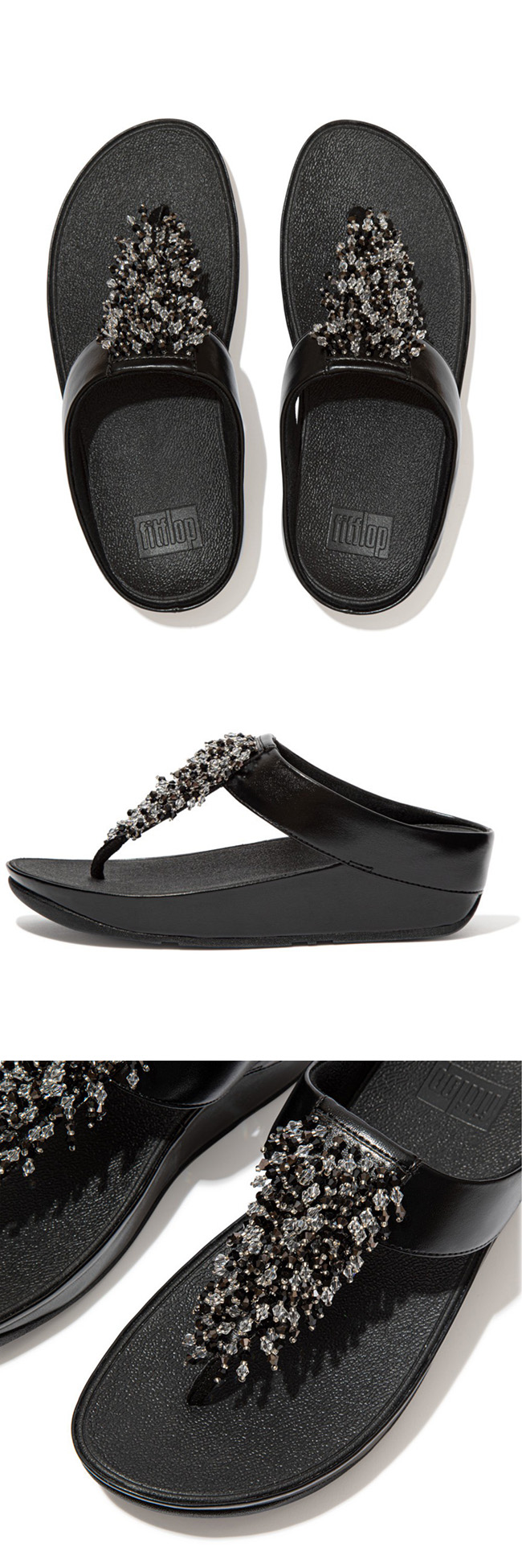 US6 - Fitflop Rumba Beaded Black ของแท้ นำเข้าจาก USA และ UK