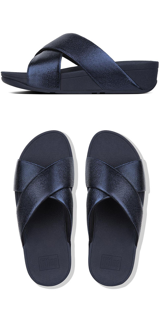 Fitflop Lulu Molten Metal Slide Meteor Blue ของแท้ นำเข้าจาก USA และ UK