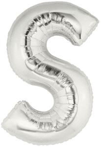 ลูกโป่งฟลอย์รูปตัวอักษร S สีเงิน ไซส์จัมโบ้ 40 นิ้ว - S Letter Shape Foil Balloon Size 40" Siver Color