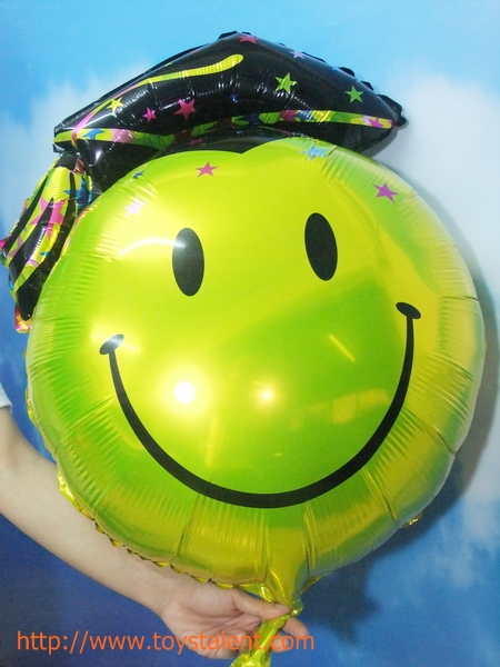 ลูกโป่งฟลอย์รูปหน้ายิ้มสวมหมวกรับปริญญา สีดำ ขนาดจัมโบ้ 32 นิ้ว - Smiley 32" Congratulation Balloon/ Item No. TL-F013