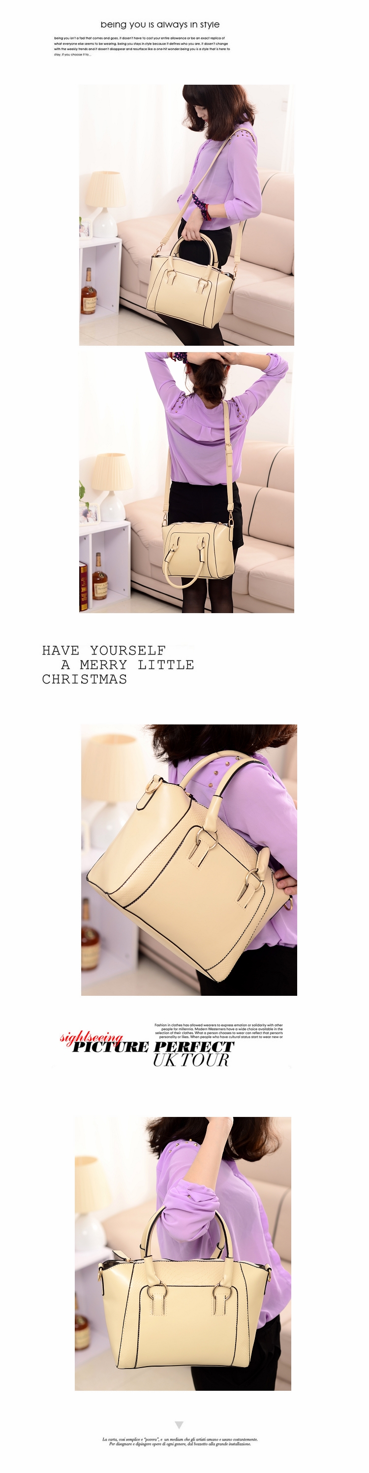 กระเป๋าแฟชั่น ดีไซน์สวยเรียบหรู สีขาว คลาสสิค แบบยอดนิยม เหมาะกับทุกโอกาส สามารถถือและสะพายได้ทั้งสองแบบ ((โปรโมชั่นส่งฟรี))