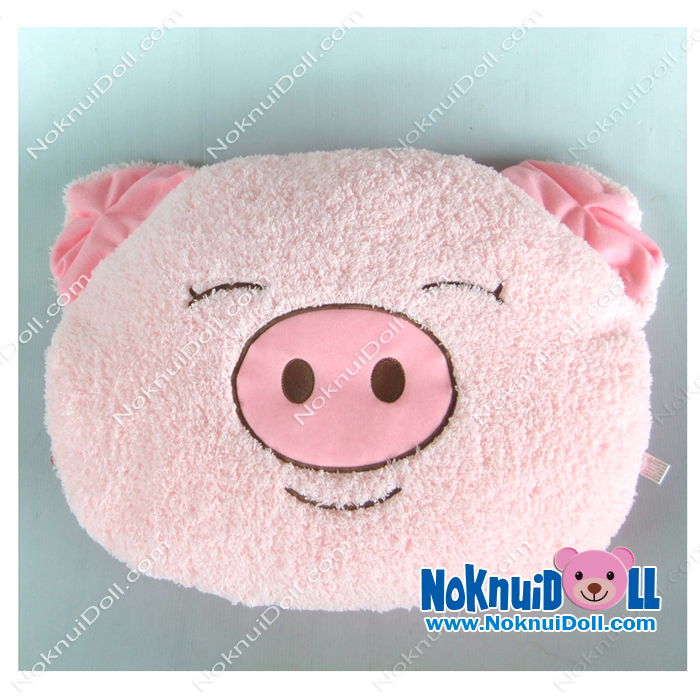หมอนอิงตุ๊กตา หัว หมู ผ้าขนหนู เล็ก-กว้าง16นิ้ว