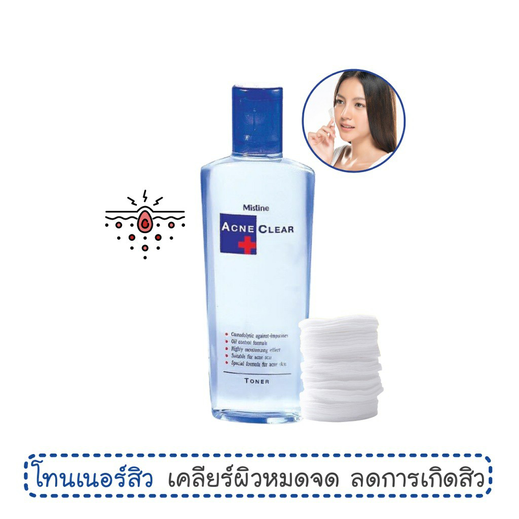 แอคเน่ เคลียร์ โทนเนอร์เช็ดหน้า 100มล. Mistine Acne Clear Toner