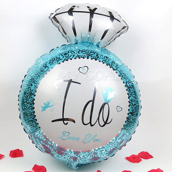 ลูกโป่งฟลอย์ แหวน I Do I Love You มี 2 สีชมพูและฟ้า กรุณาระบุตอนสั่งซื้อ- I Do I Love You Dimond Foil Balloon / Item No. TL-E038