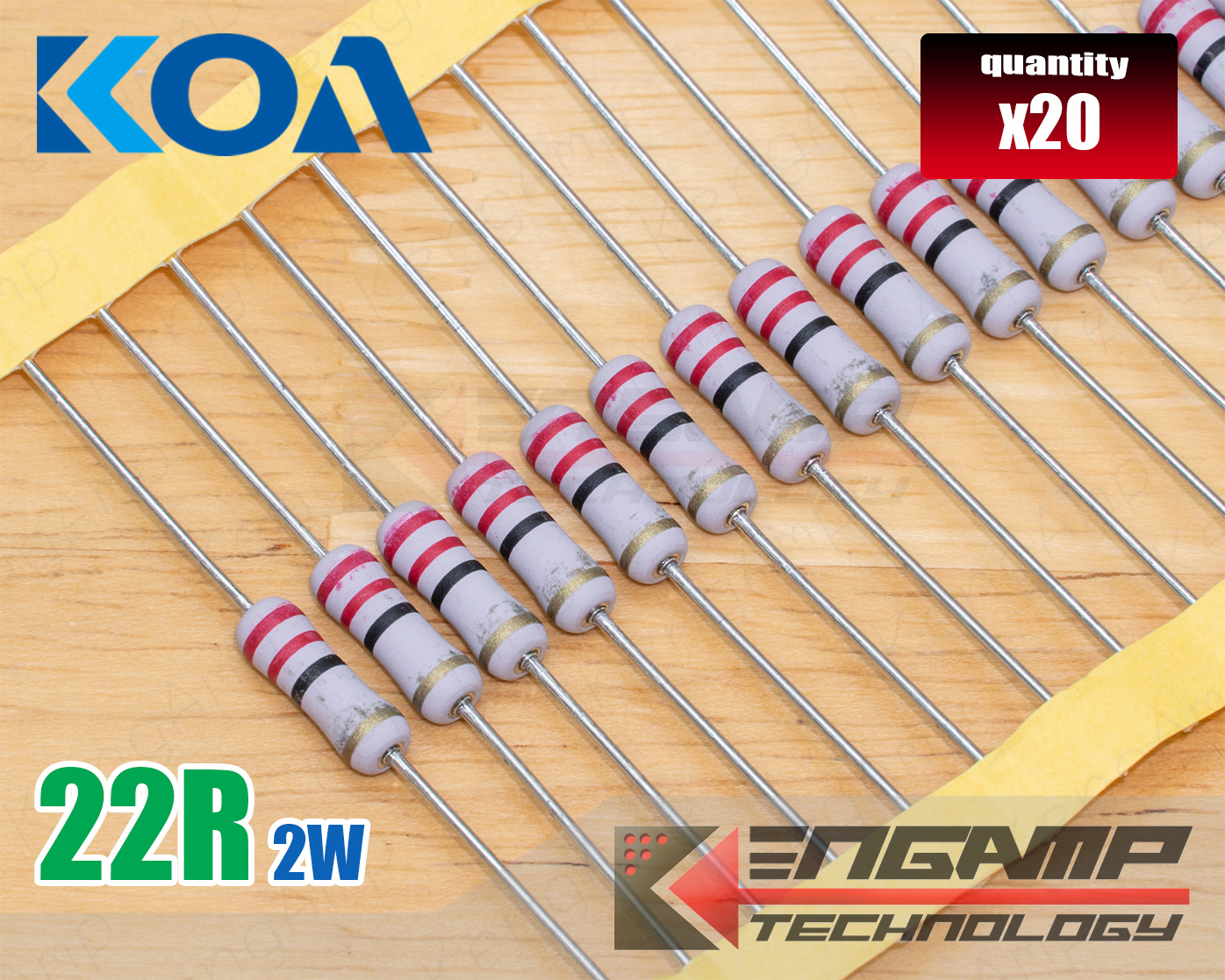 (20ตัว) [RES] 22R 2W 5% KOA Metal Oxide Film Resistors (Small type 4x12mm)
