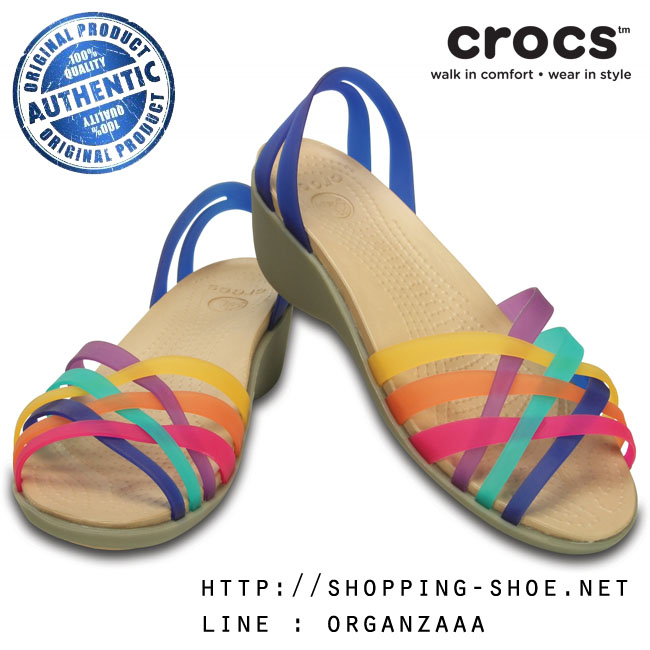 Crocs Huarache Mini Wedge - Cerulean Blue / Multi ของแท้ Outlet ไทยและอเมริกา