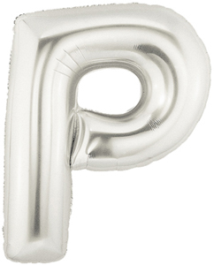 ลูกโป่งฟลอย์รูปตัวอักษร P สีเงิน ไซส์จัมโบ้ 40 นิ้ว - P Letter Shape Foil Balloon Size 40" Silver Color