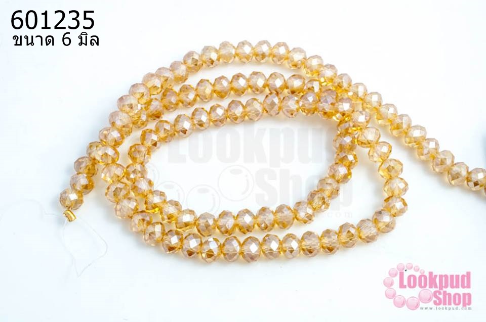 คริสตัลจีน ทรงซาลาเปา สีแชมเปญ 6 มิล (1เส้น)