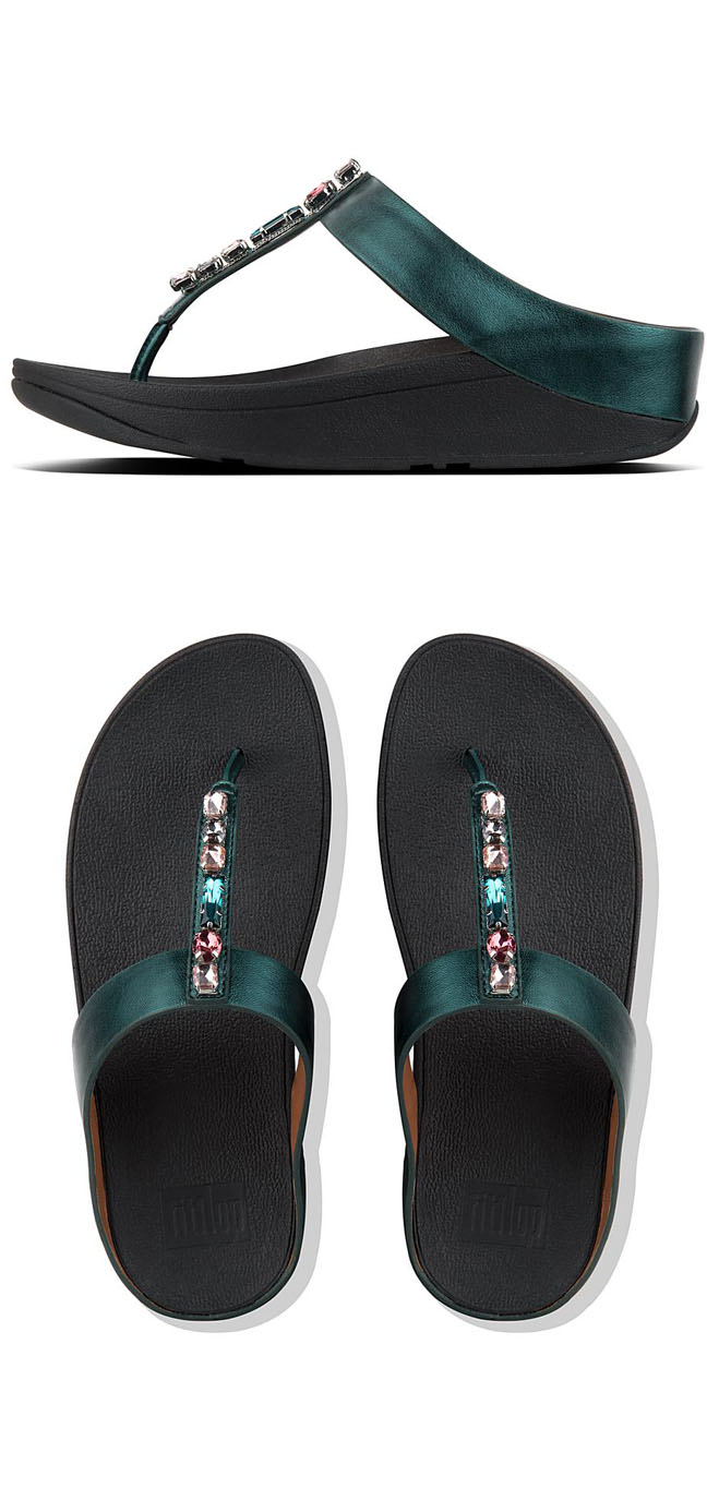 Fitflop Fino Bejewelled Galactic Green ของแท้ นำเข้าจาก USA และ UK