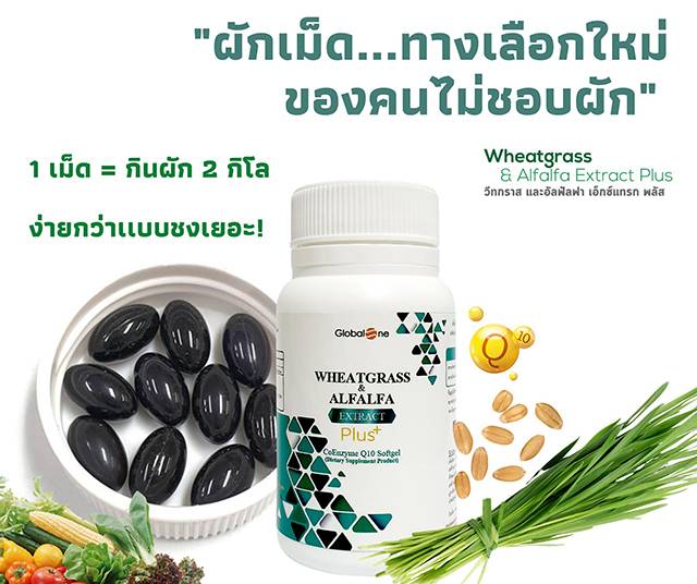 Global One ผักเม็ดWheatgrass & Alfalfa Extract Plus