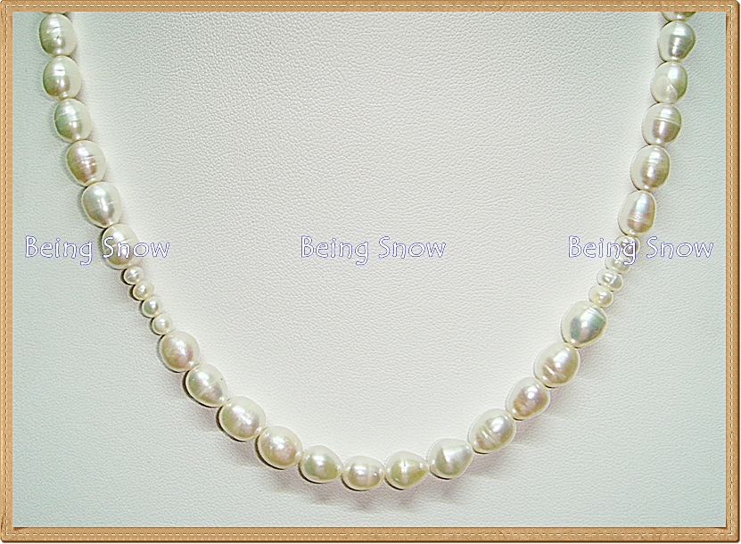 สร้อยคอไข่มุกทรงรีเม็ดใหญ่ + ทรงกลมเม็ดเล็ก