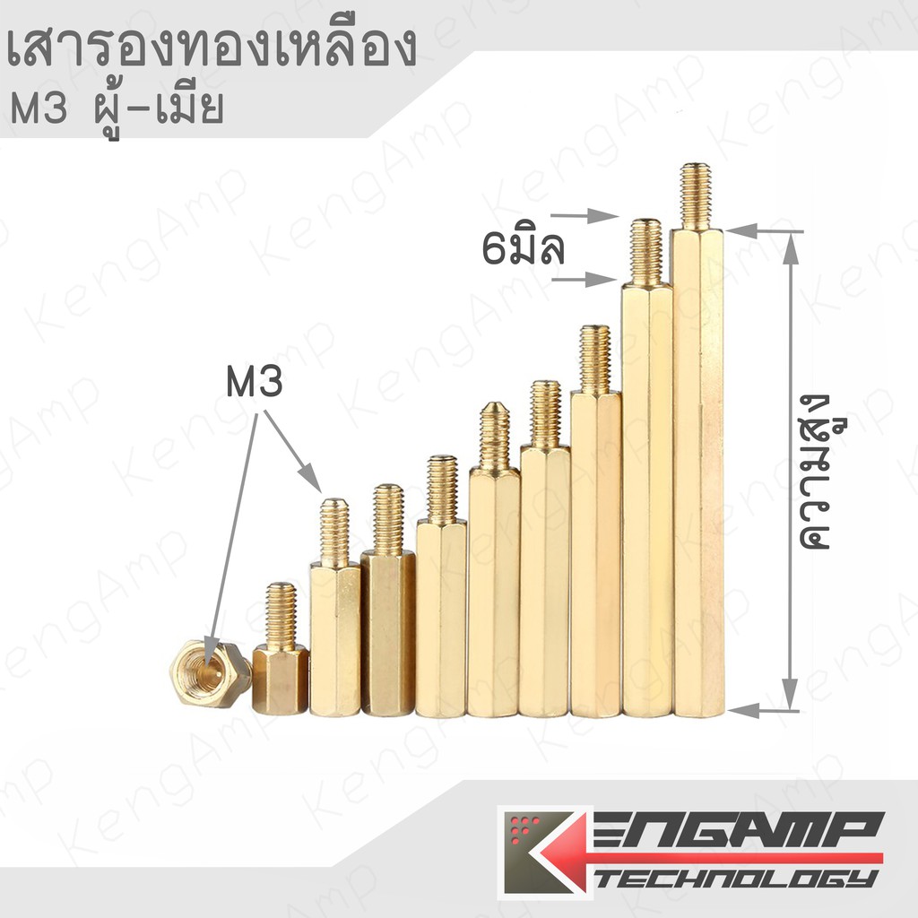 (10ตัว) [NUT] เสารอง PCB ทองเหลืองชนิด ผู้-เมีย