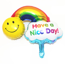 บอลลูนเป่าลม Have A Nice Day หน้ายิ้มกับสายรุ้ง (เล็ก) 18 นิ้ว - Foil Balloon Have A Nice Day Smiley with Rainbow Small 18" / Item No.TL-D044
