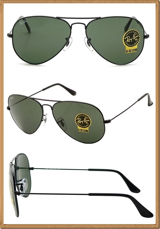 RB3025 (L2823) กรอบสีดำ เลนส์สีเขียวเข้ม G-15