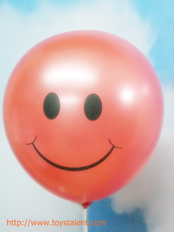 ลูกโป่งกลมพิมพ์ลายหน้ายิ้ม ไซส์ 12 นิ้ว แพ็คละ 10 ใบ คละสี (Round Balloons 12" - Printing Smiley latex balloons Mixed color)