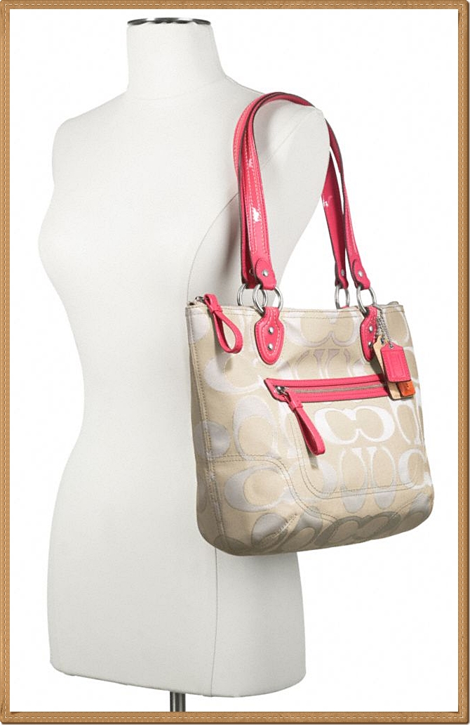 Coach Poppy Signature Metallic Outline Hallie Tote 22455