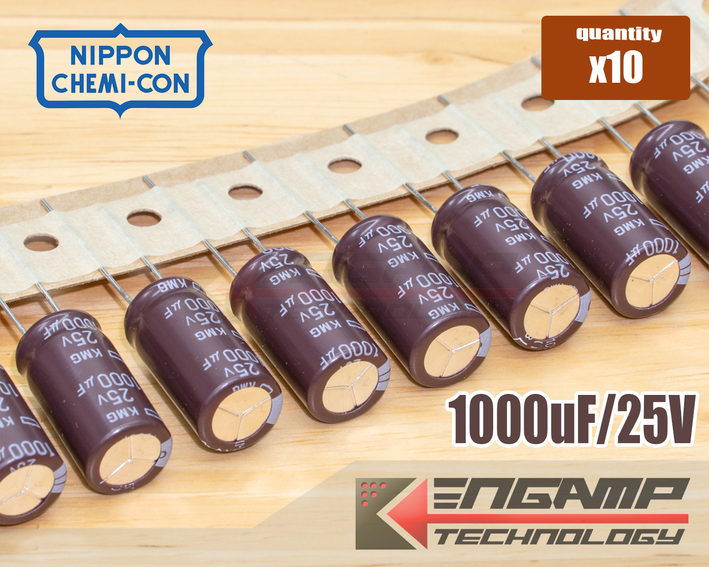 (10ตัว) [E-CAP] 1000uF/25V 105ºC NIPPON KMG 10x20mm P=5mm