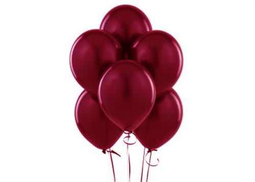 ลูกโป่งกลมเนื้อเมททัลลิก สีแดงเข้ม ไซส์ 12 นิ้ว แพ็คละ 10 ใบ (Round Balloons - Red Burgandy Metallic Color 12")