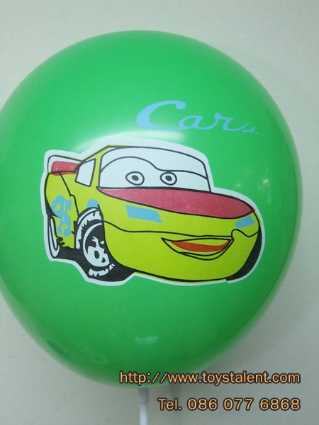 ลูกโป่งกลมพิมพ์ลายการ์ตูน Cars ไซส์ 12 นิ้วคละสี แพ็คละ 10 ใบ (Round Balloons 12" - Printing Cars Cartoon latex balloons)