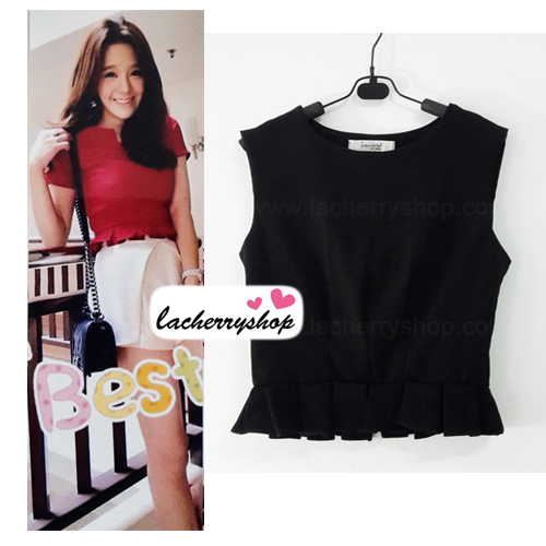 เสื้อแฟชั่น แขนกุด สีดำ ผ้าฮานาโกะ ทรงสวยเรียบหรู เนื้อผ้านิ่ม อยู่ทรง ไม่ยับง่าย ใส่สบาย สินค้าคุณภาพ ราคาไม่แพง