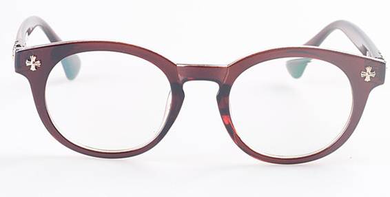 กรอบแว่นตาเรโทร วินเทจ ทรงกลม แต่งโครม สีน้ำตาล กระ ดำด้าน