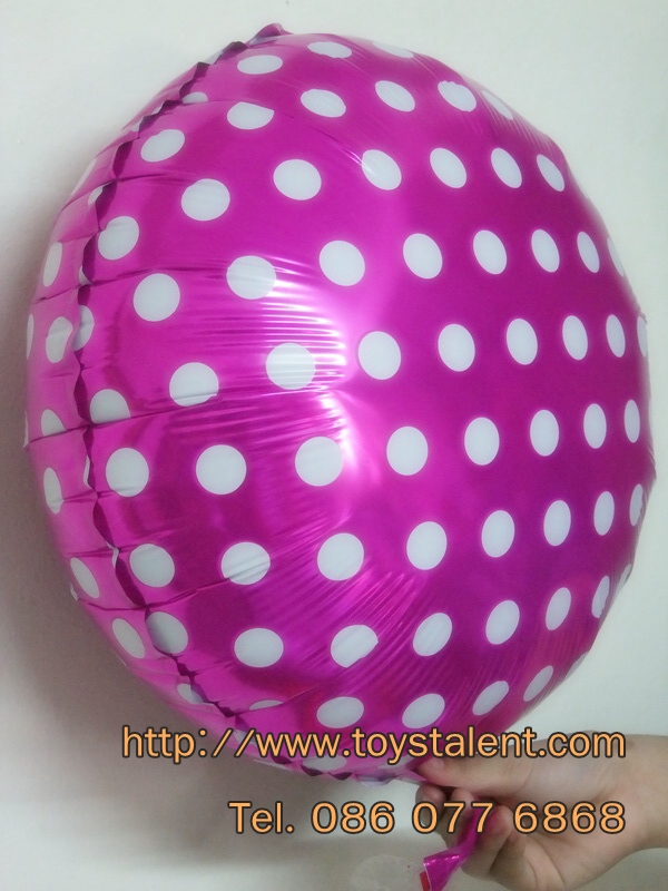 ลูกโป่งฟลอย์ทรงกลม Polk Dot จุดเล็กสีชมพูเข้มไซส์ 18 นิ้ว - Round Shape Balloon Small Polka Dot Deep Pink18" / Item No. TL-G034