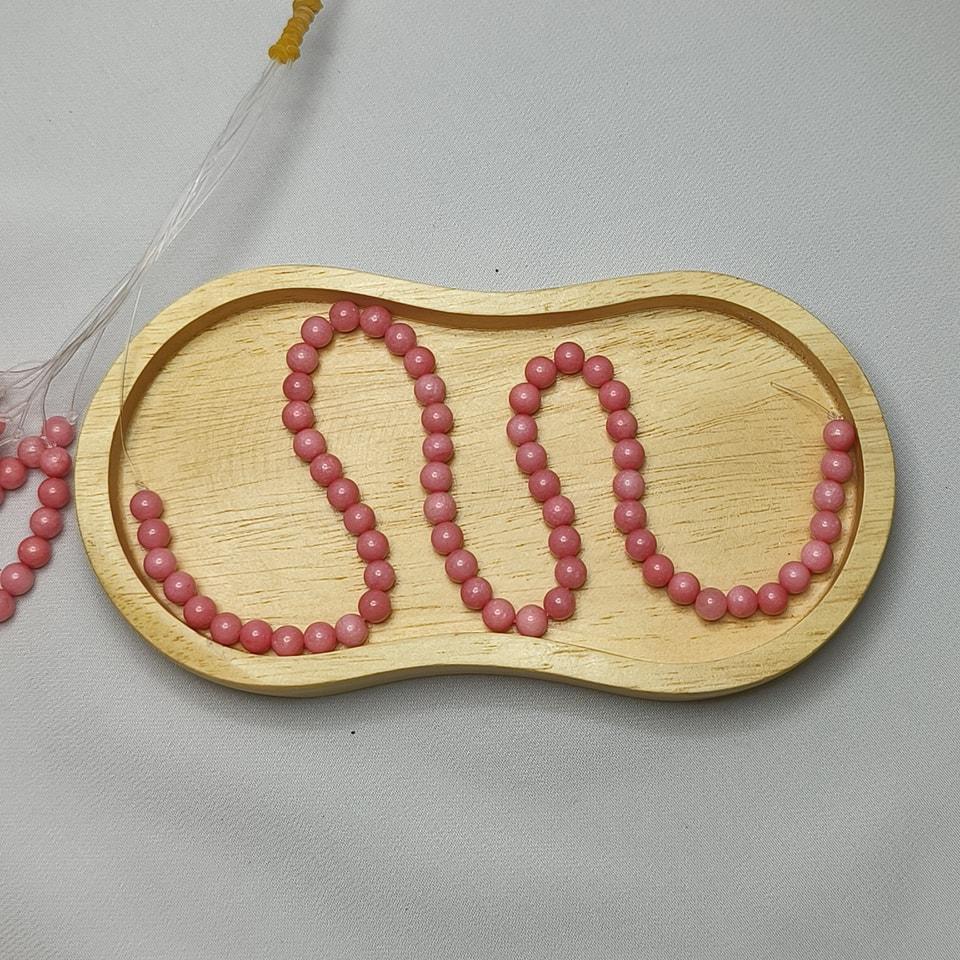 หินโรโดโครไซต์ - หินปลอบใจ ใจสงบ ลดเครียด ปลุกใจ ยาว 37 ซม. 6 มิล (63 เม็ด)