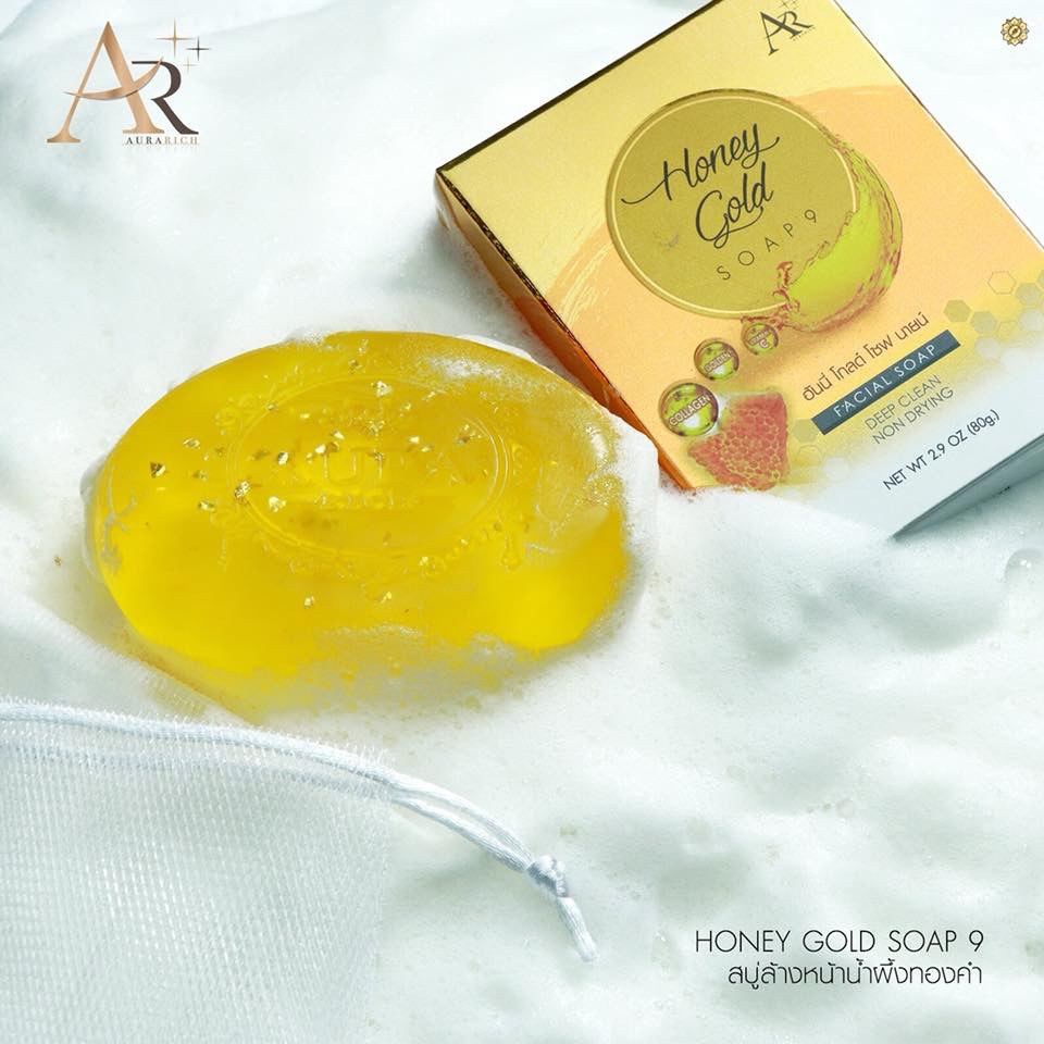 สบู่ออร่าริช สบู่น้ำผึ้งทองคำ Honey Gold Soap 80 กรัม