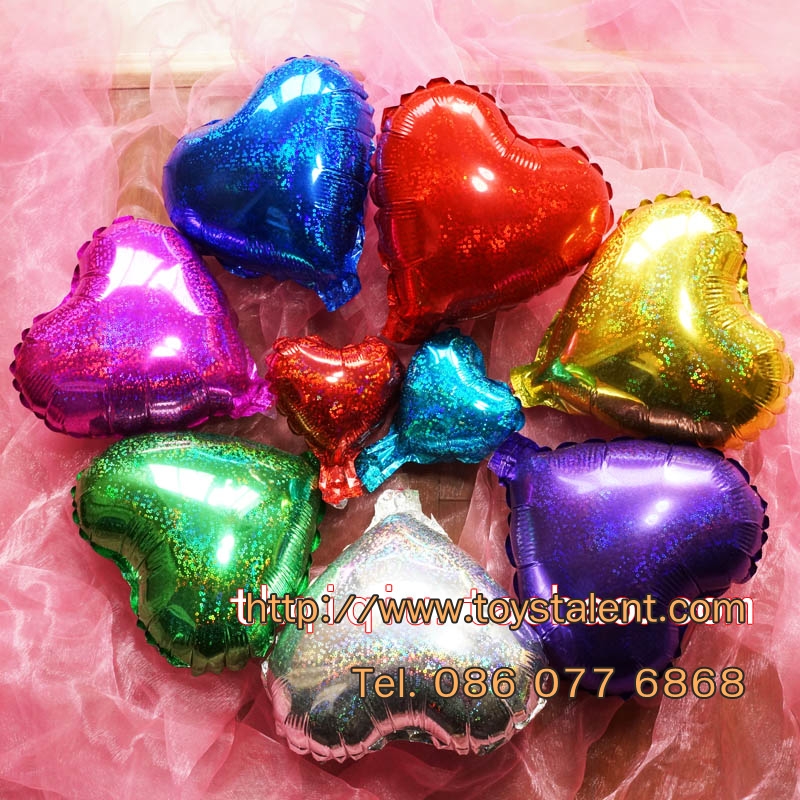 ลูกโป่งฟลอย์รูปหัวใจ Laser สีเงิน ไซส์ 19 นิ้ว - Heart Shape Laser Foil Balloon Silver Color 19" / TL-G013