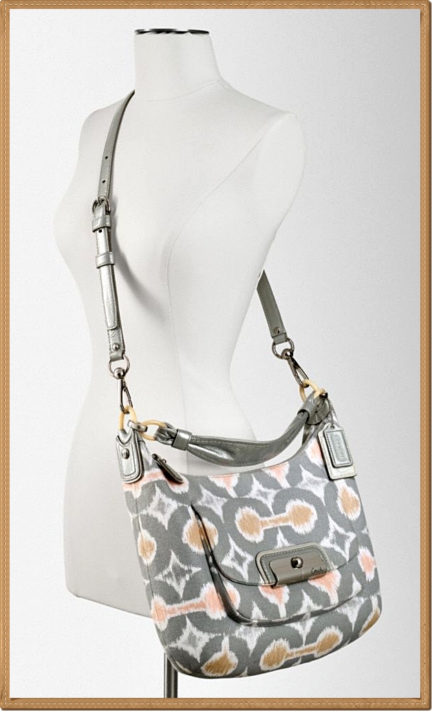 Coach Kristin Graphic Op Art Ikat Print Hobo 16936 Silver / Grey