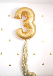 ลูกโป่งฟอลย์รูปตัวเลข 3 สีทอง ไซส์จัมโบ้ 40 นิ้ว - Number 3 Shape Foil Balloon Size 40" Gold Color
