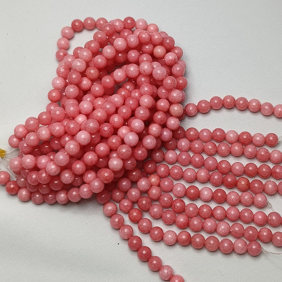 หินโรโดโครไซต์ - หินปลอบใจ ใจสงบ ลดเครียด ปลุกใจ ยาว 37 ซม. 8 มิล (50 เม็ด)