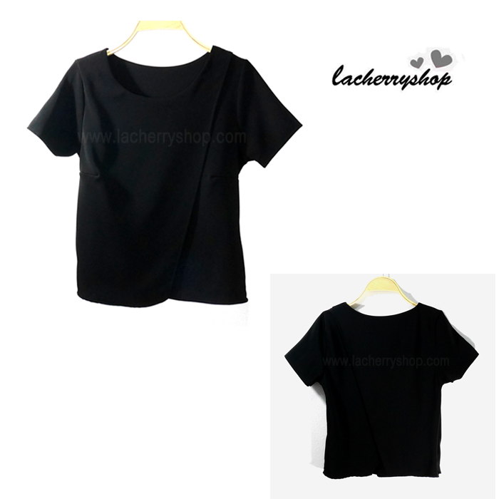 เสื้อแฟชั่น ผ้าฮานาโกะ สีดำ แบบสวยเก๋ แบบยอดนิยม สินค้าคุณภาพ ราคาไม่แพง