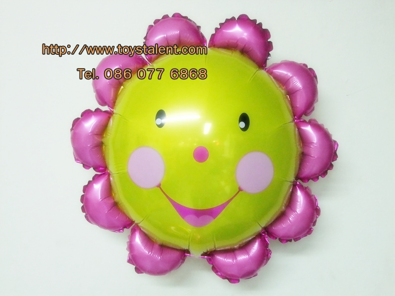 ลูกโป่งฟลอย์ Pink Flower หน้ายิ้ม ไซส์เล็ก - Pink Flower Small size Foil Balloon / Item No. TL-A074