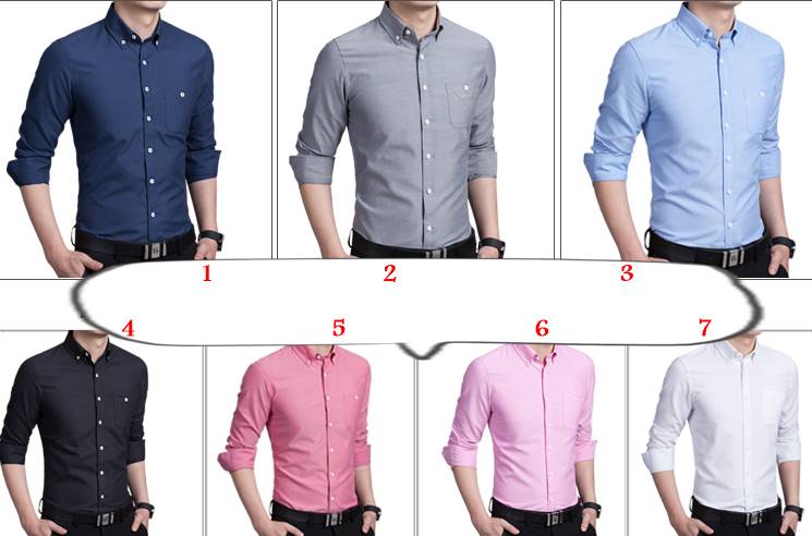หลากสี11+ เสื้อเชิ้ตแขนยาว กระดุมขาว แบบเรียบ No.36 38 40 42 44 46 (สี1-11)