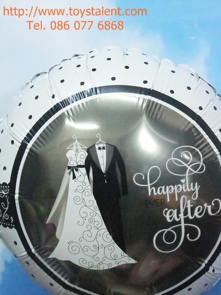 ลูกโป่งฟลอย์ทรงกลม ชุดแต่งงาน ไซส์ 18 นิ้ว - Happily Ever After Foil Balloon / Item No. TL-E056