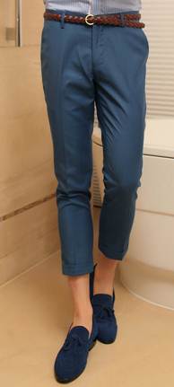 เทา ฟ้าเข้ม++กางเกงสแล็คขา5 ส่วน ทรงสลิม ใส่สบาย No.28-29 เทา ฟ้าเข้ม